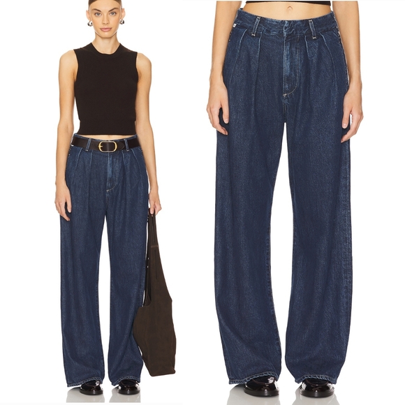 Citizens Of Humanity Denim - New Citizens‎ of Humanity Petra Pleated Denim Trousers Wide Leg Jeans Size 28
